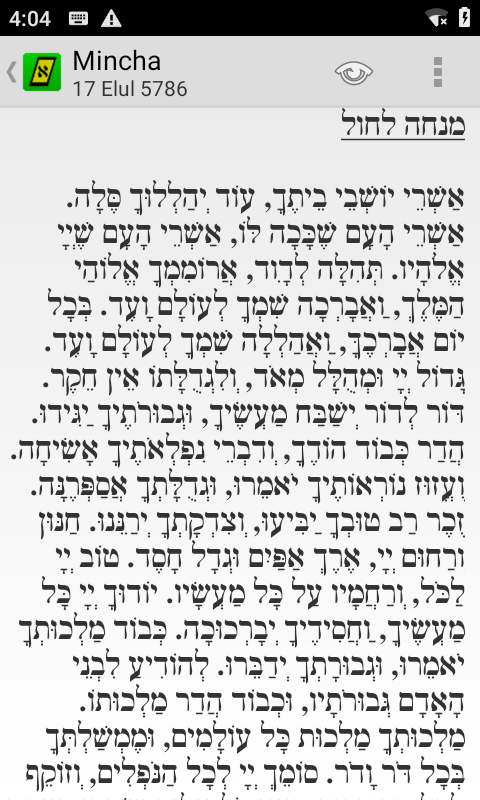 AndDaaven siddur open to Mincha